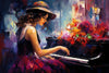 Elegante Frau, die Klavier spielt - Abendharmonie