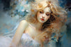 Verbluffend mooie vrouw in wit gekleed - Blik van Sereniteit