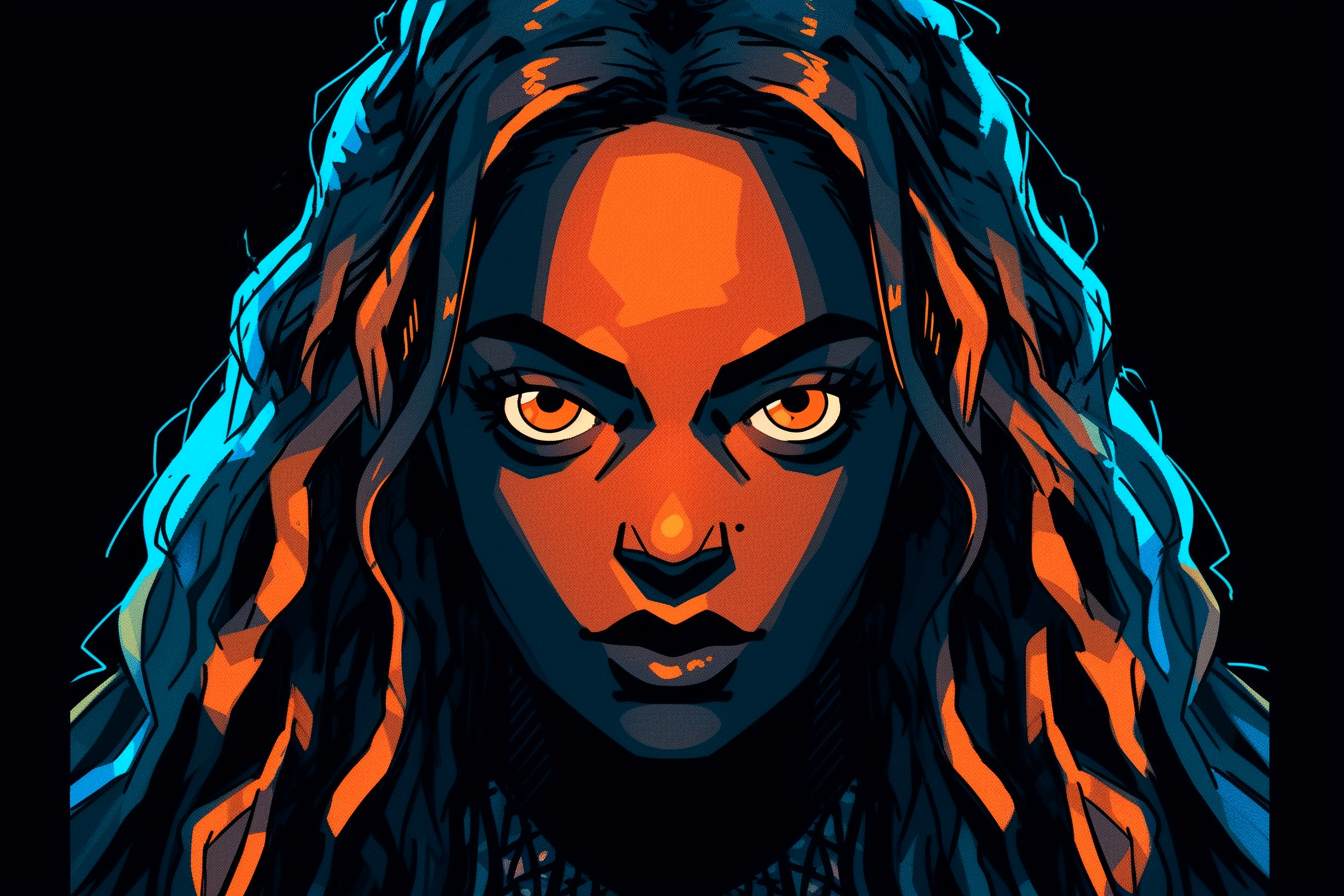 Beyonces strahlendes Orange und Blau
