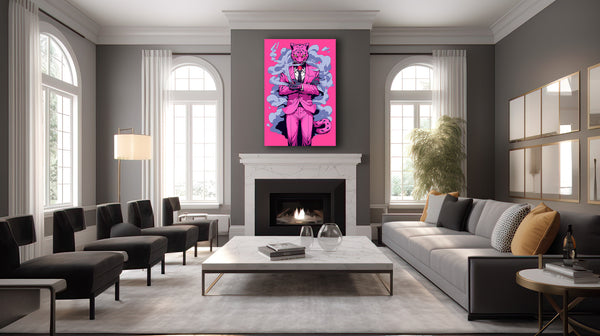 Elegantie in Roze: Panter in Pop-Art