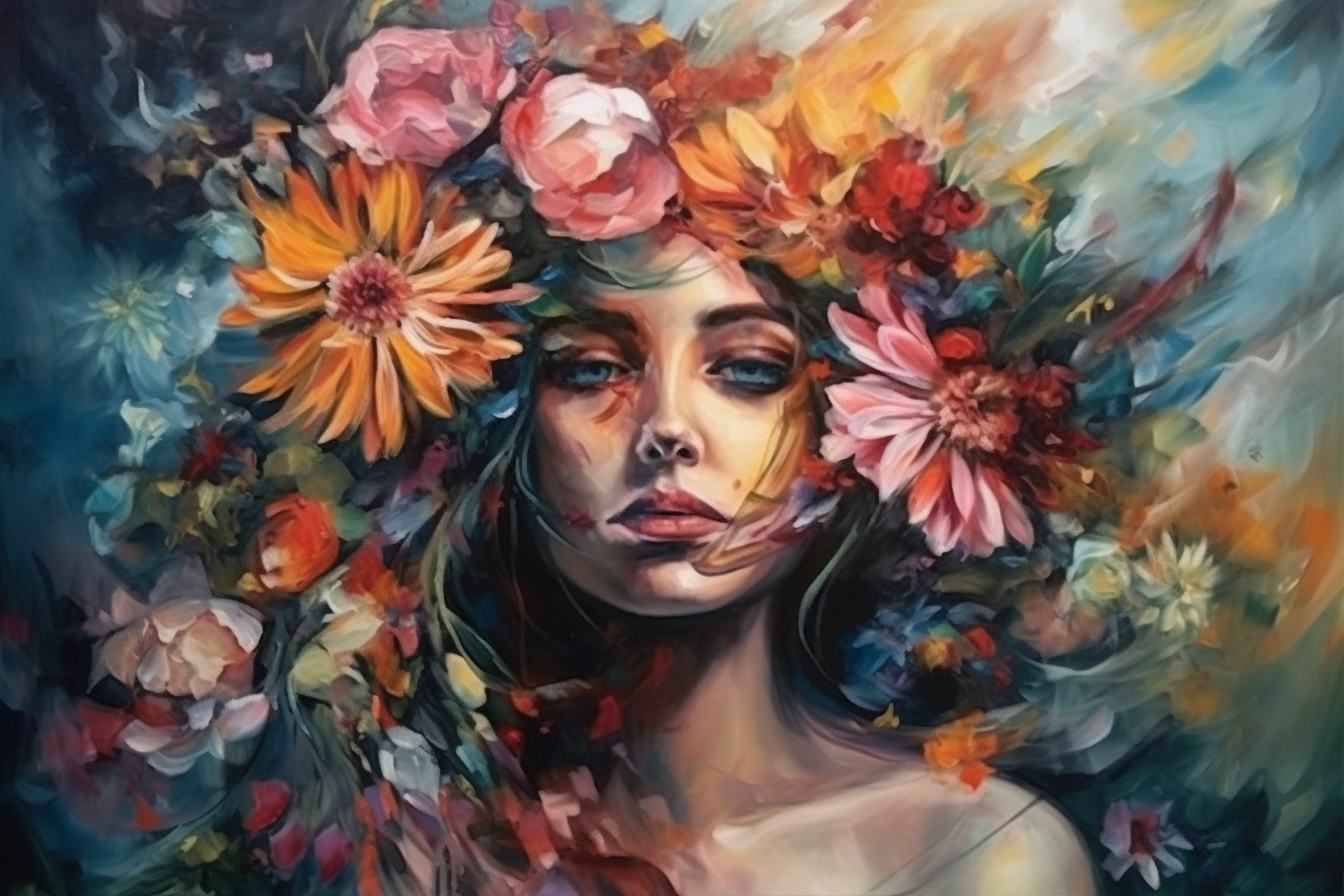 Mélodie florale enchanteresse : Portrait de splendeur mélodramatique