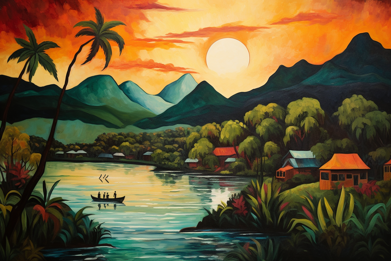 Bezaubernder Sonnenuntergang auf Tahiti