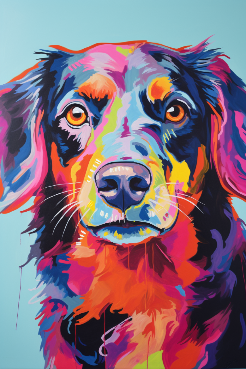 Kleurrijk Portret: Liefdevolle Blik van een Hond