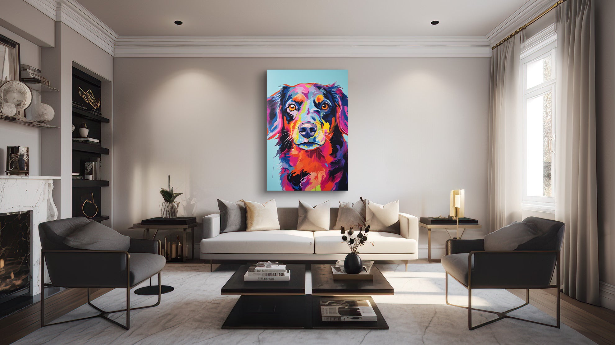 Kleurrijk Portret: Liefdevolle Blik van een Hond