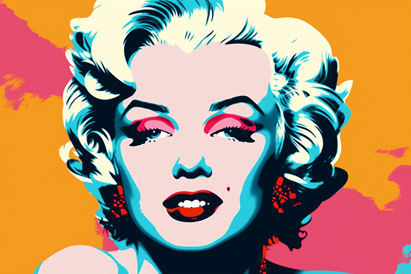 Een Icoon in Kleur: Marilyn Monroe op een oranje-roze canvas